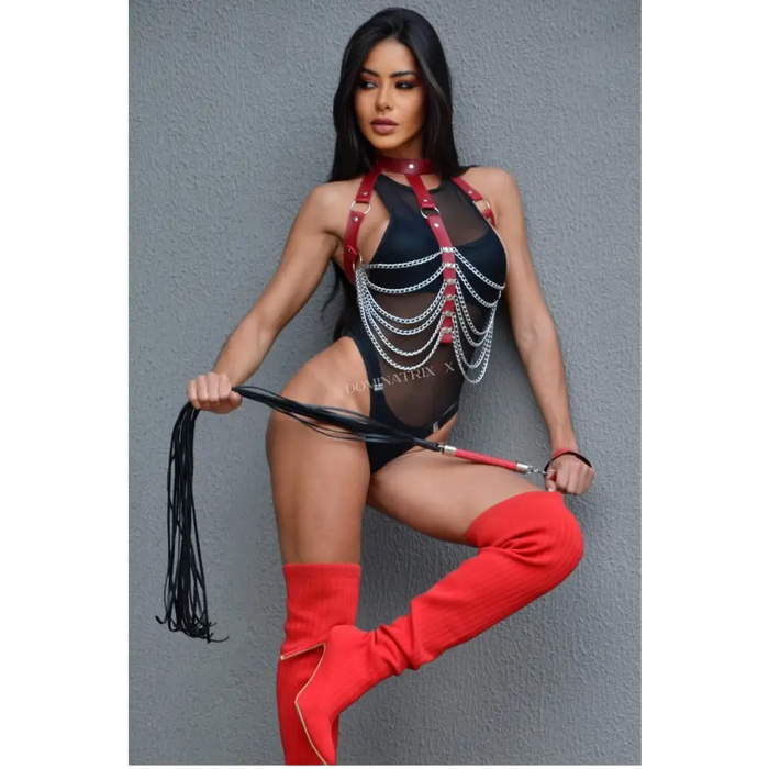 Set Flórida Harness Tókio Body e Flogger Milos - P / Tamanho Único - ajustável