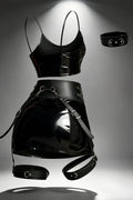Vinyl Top & Skirt Set with Leg Garter