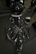 Vinyl Bodysuit Set with Mask and Rhinestone Accessories