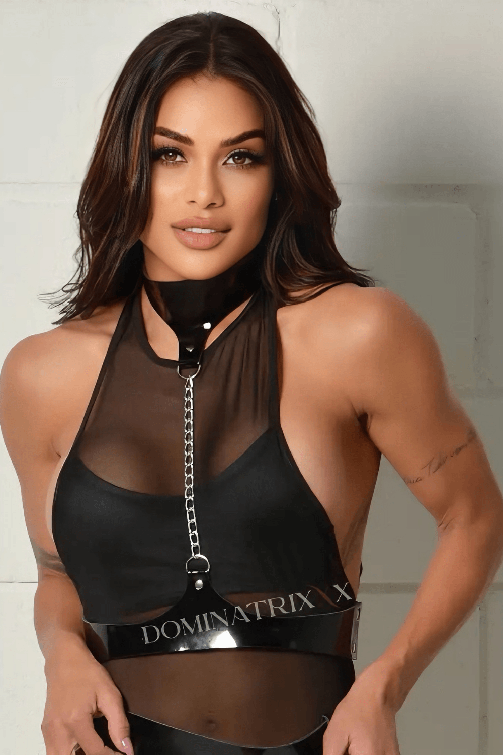 Vinyl Top, Harness & High-Waist Leggings Set